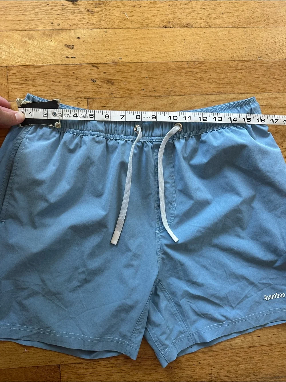 Bamboo Ave Men’s Hybrid Swim Shorts Blue Stretch Lined Beach Size Large L